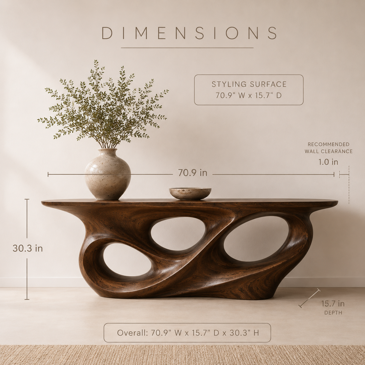 Celine Warm Modern Console Table - product image 08