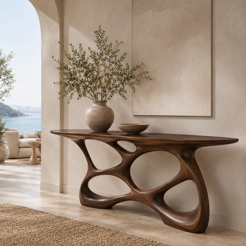 Alden Curved Wood Console Table - main view