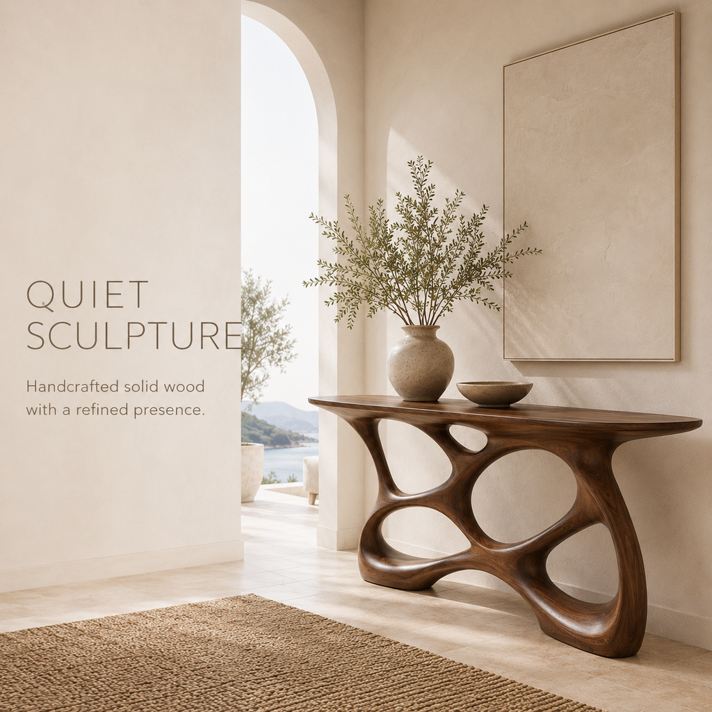 Alden Curved Wood Console Table - product image 02