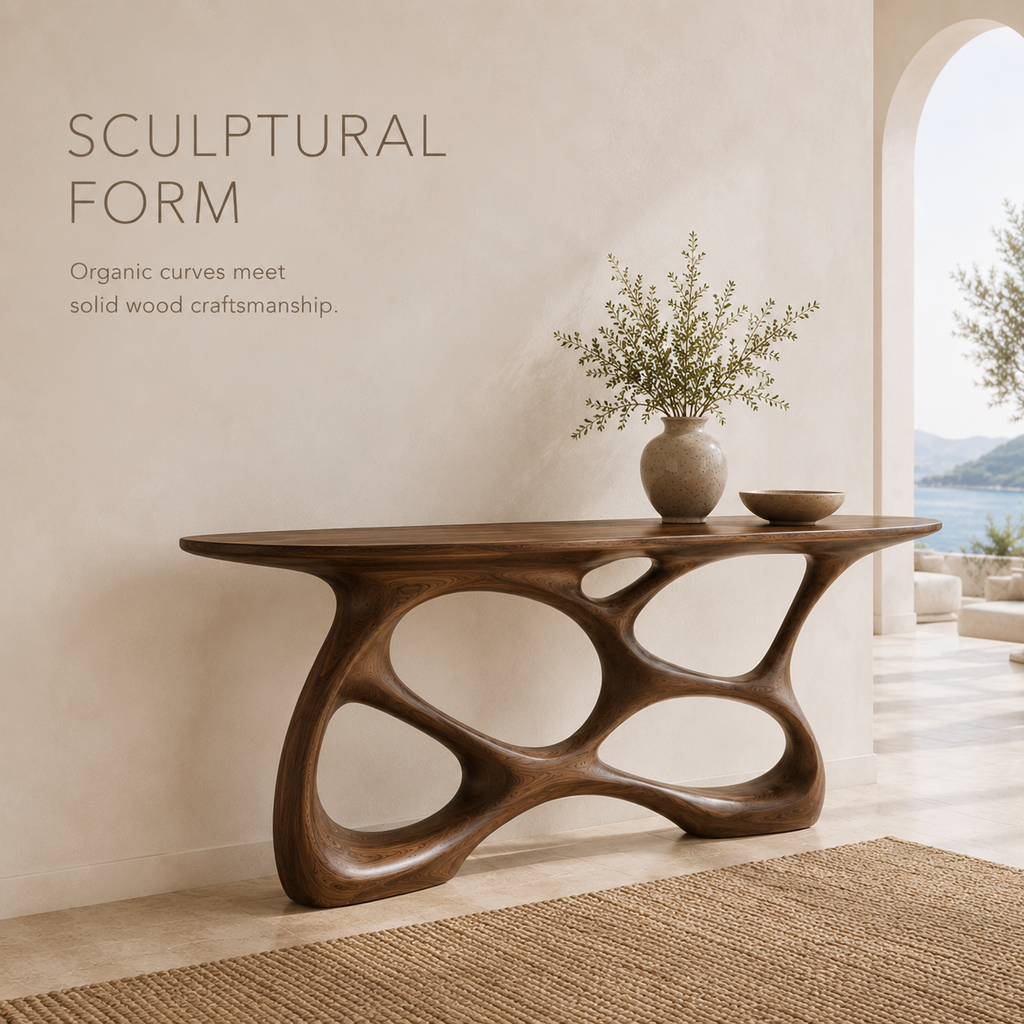 Alden Curved Wood Console Table - product image 03