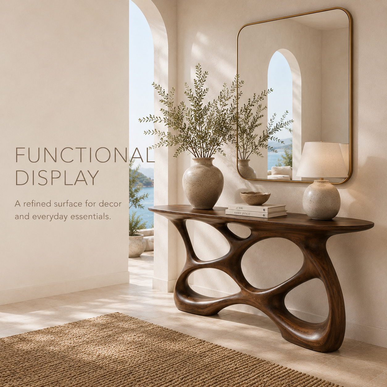 Alden Curved Wood Console Table - product image 07