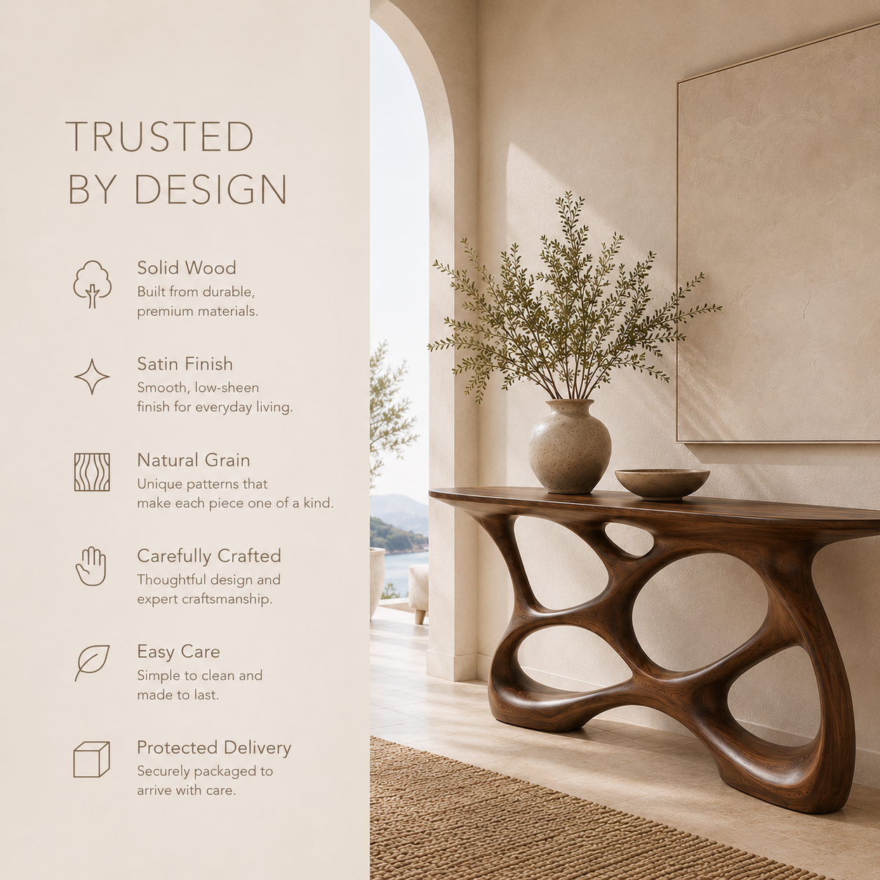 Alden Curved Wood Console Table - product image 09