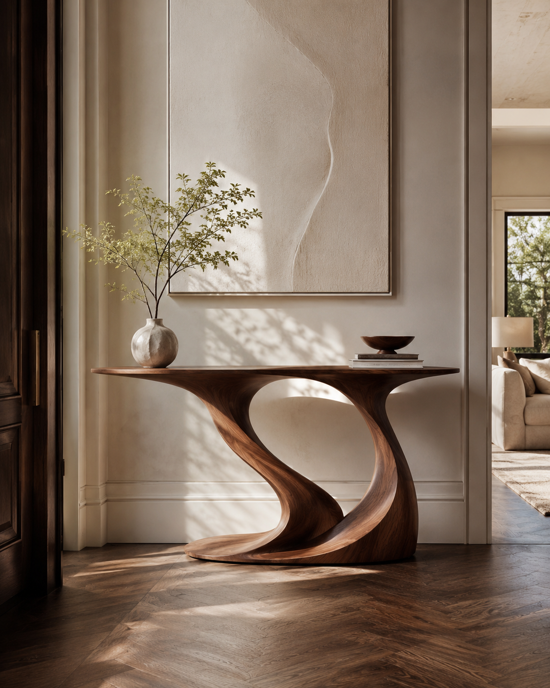 Soren Rounded Wood Console Table - main view