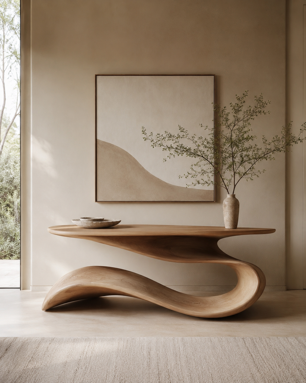 Mira Flow Wood Console Table - main view