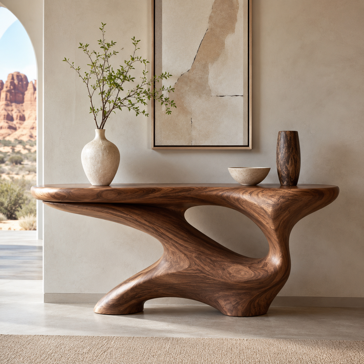 Celine Warm Modern Console Table - main view