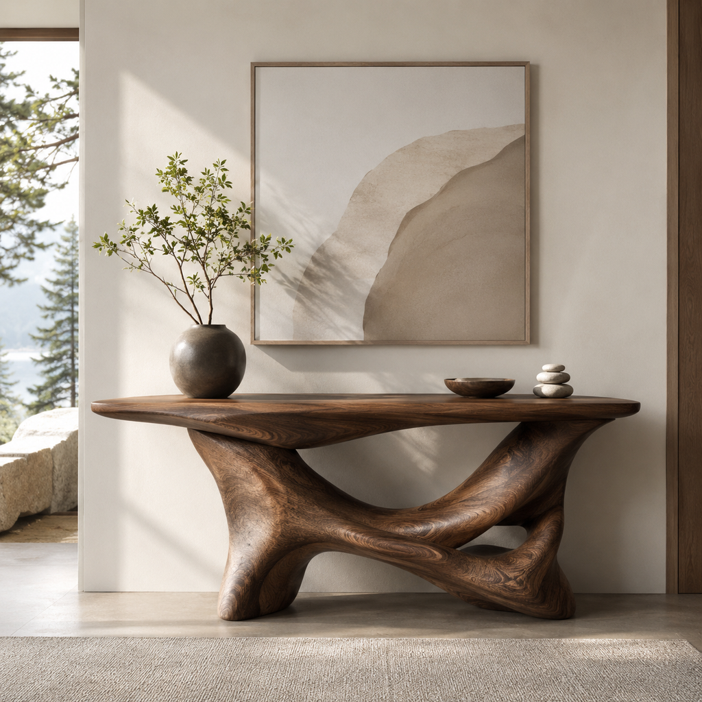 Alden Curved Wood Console Table - main view
