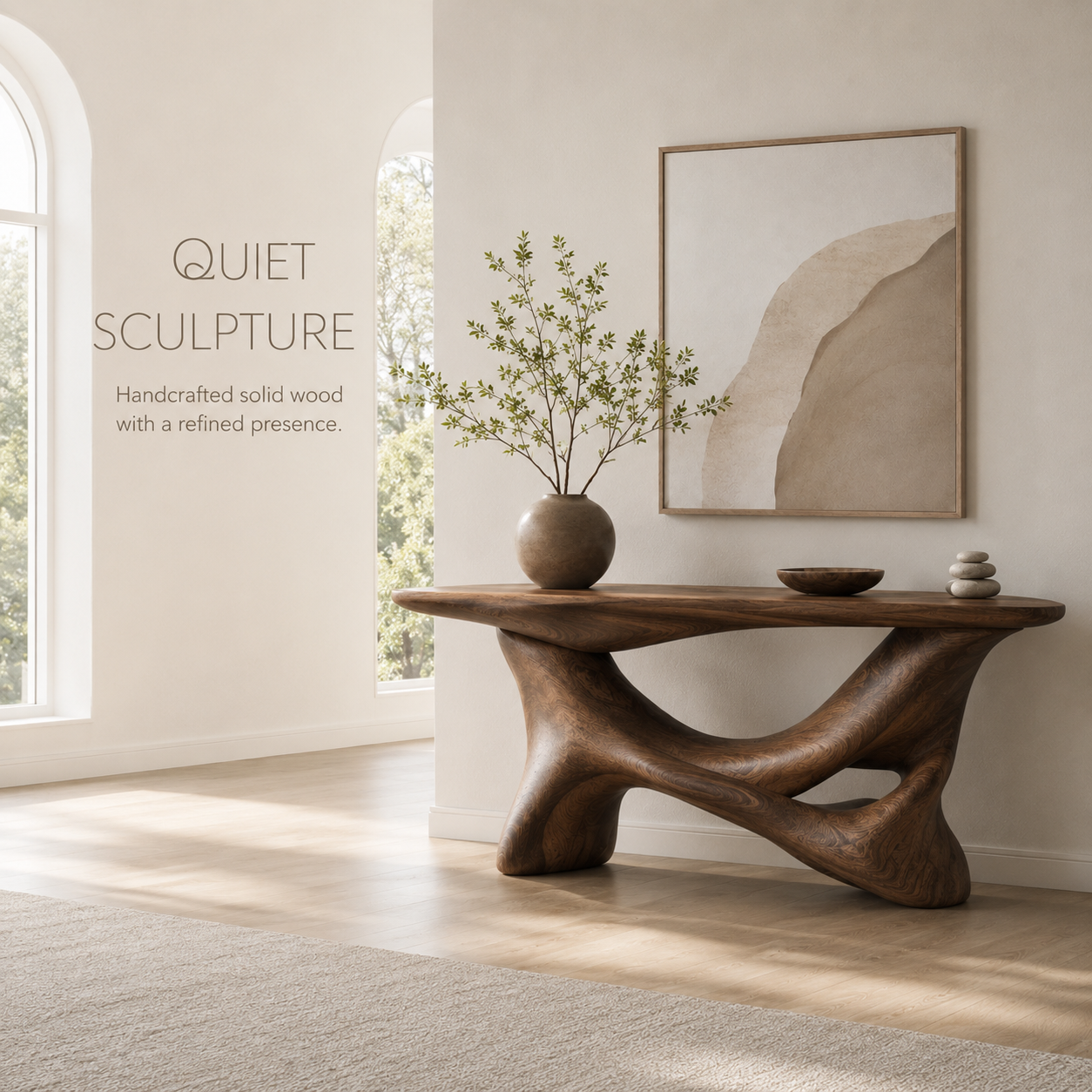 Alden Curved Wood Console Table - product image 02