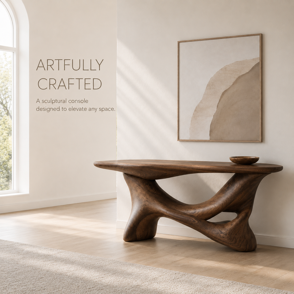 Alden Curved Wood Console Table - product image 03