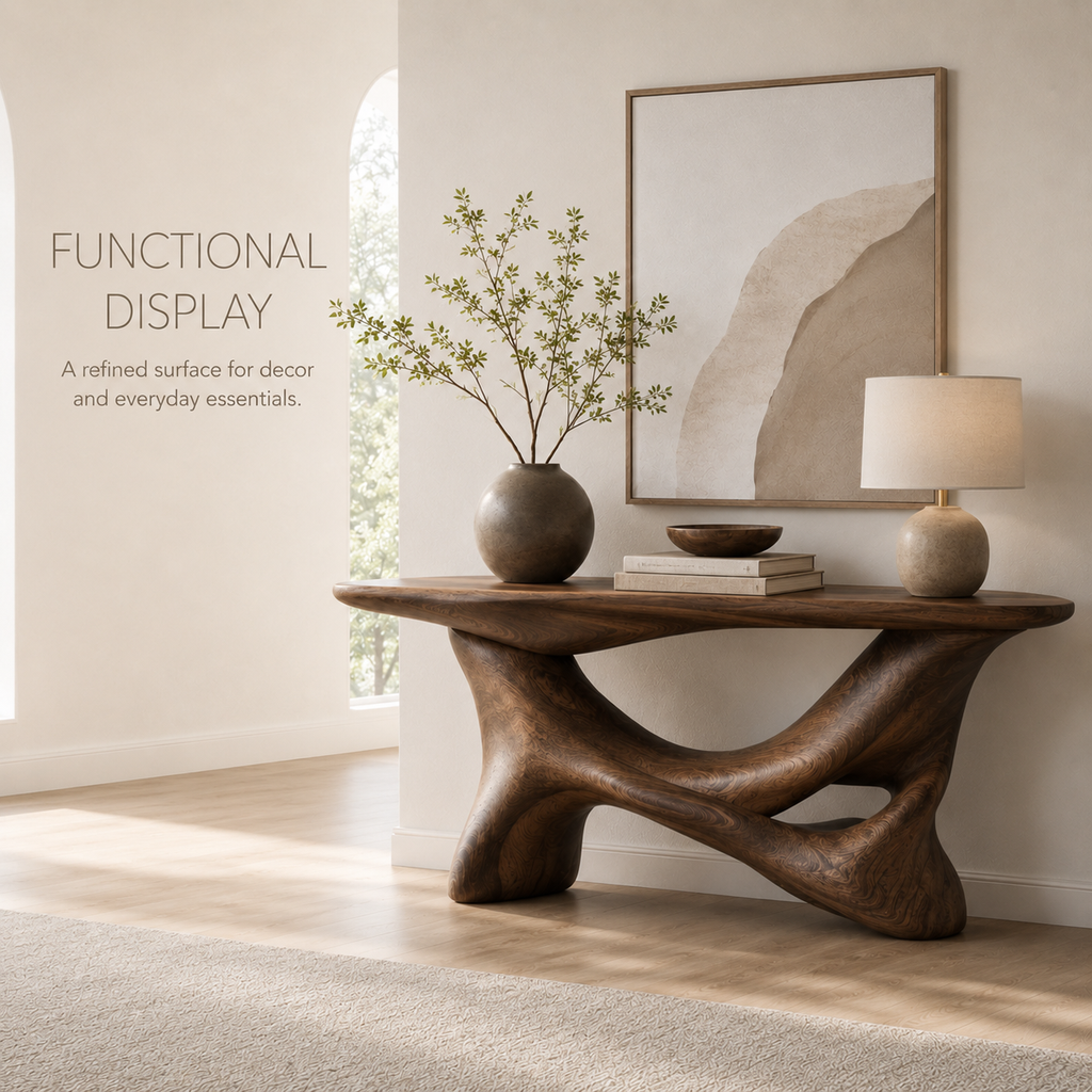 Alden Curved Wood Console Table - product image 07
