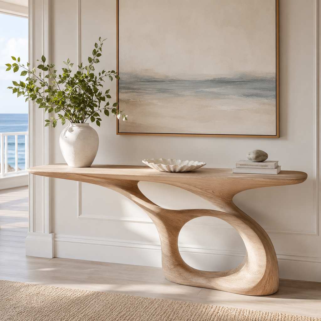 Soren Rounded Wood Console Table - main view