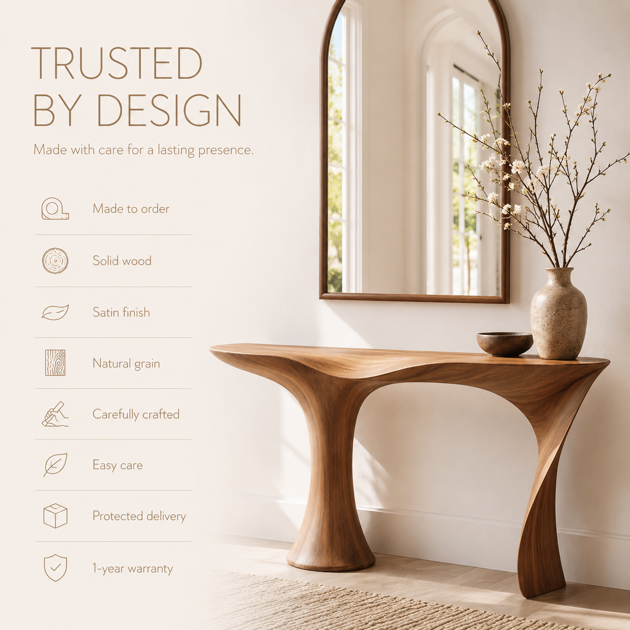 Celine Warm Modern Console Table - product image 09