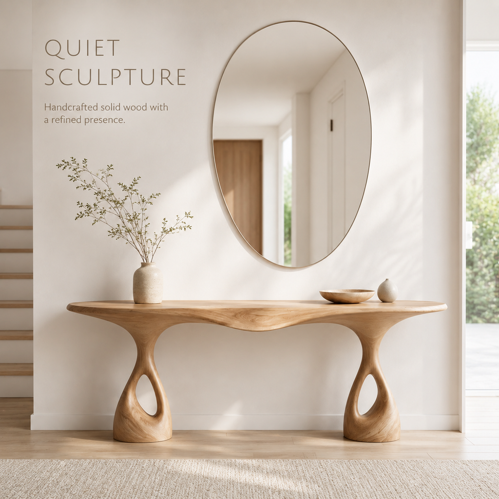 Alden Curved Wood Console Table - product image 02