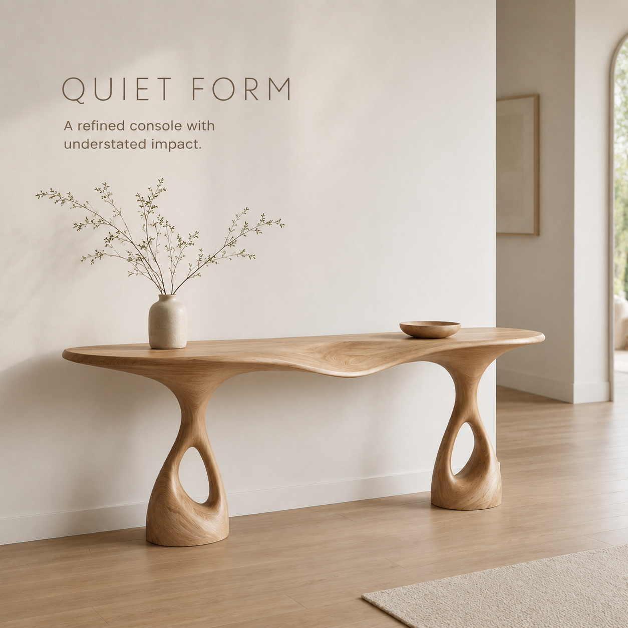 Alden Curved Wood Console Table - product image 03