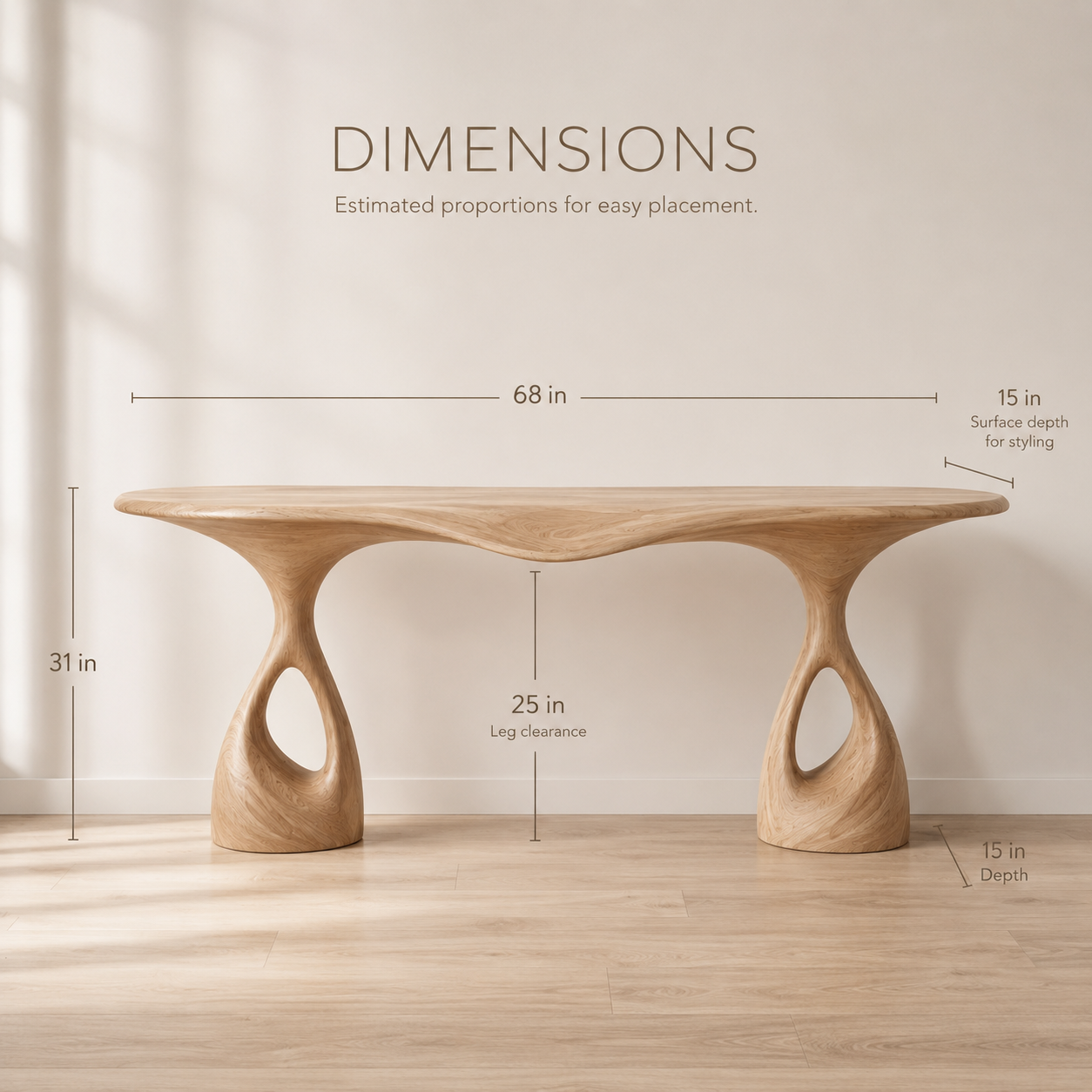 Alden Curved Wood Console Table - product image 08
