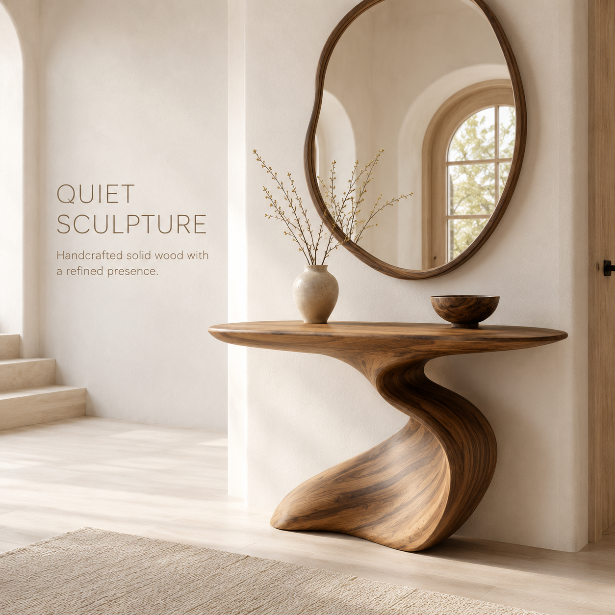 Soren Rounded Wood Console Table - main view