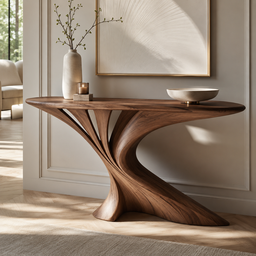 Liora Warm Walnut Console Table - main view