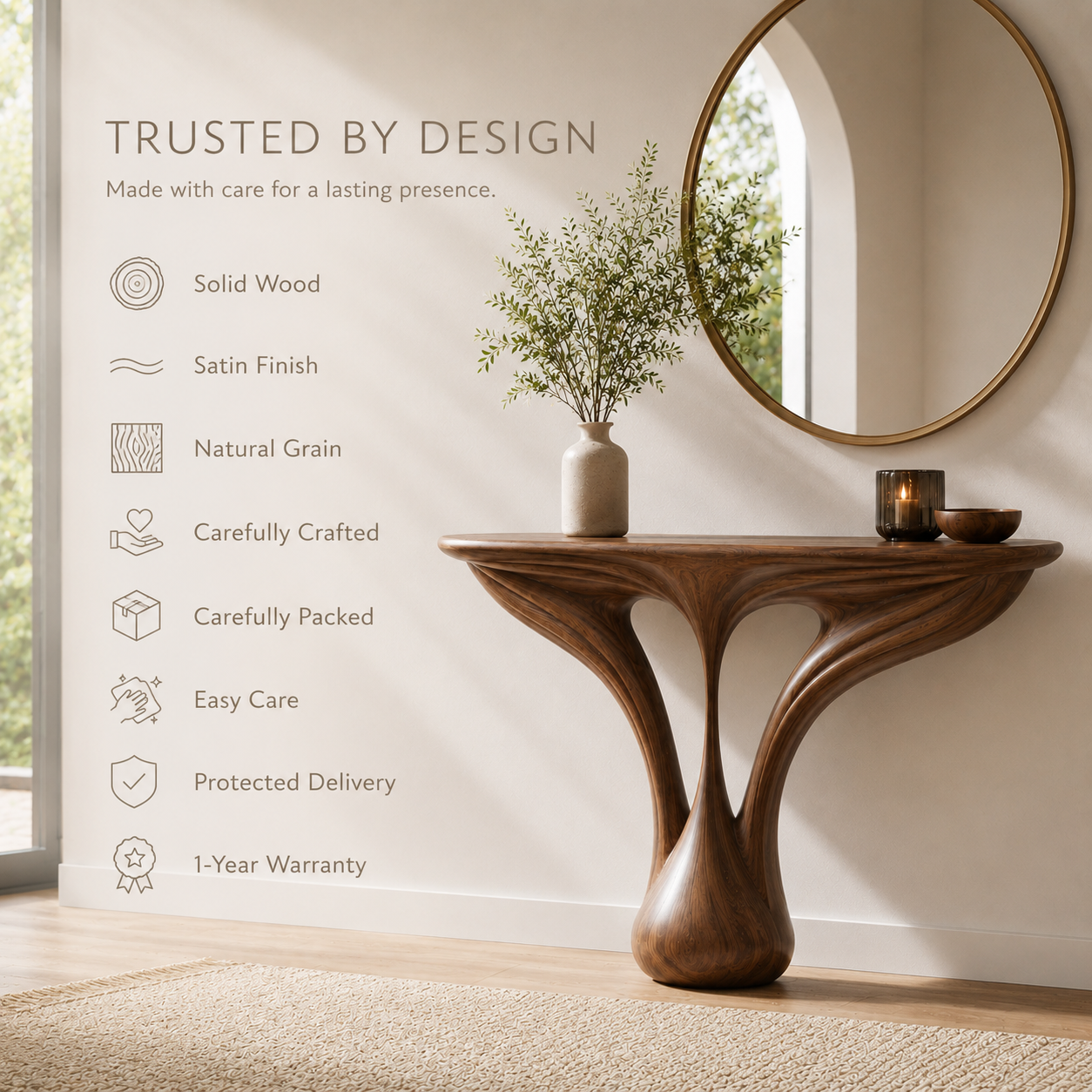 Brielle Sculpted Hall Console Table - product image 09