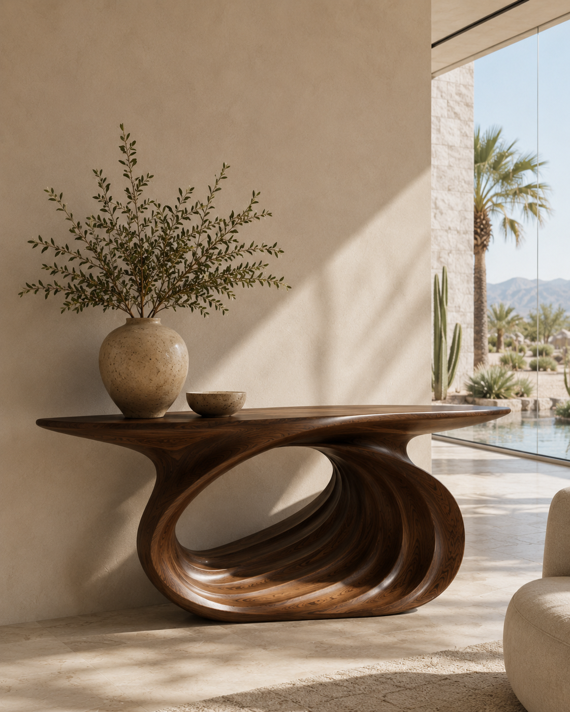 Celine Warm Modern Console Table - main view