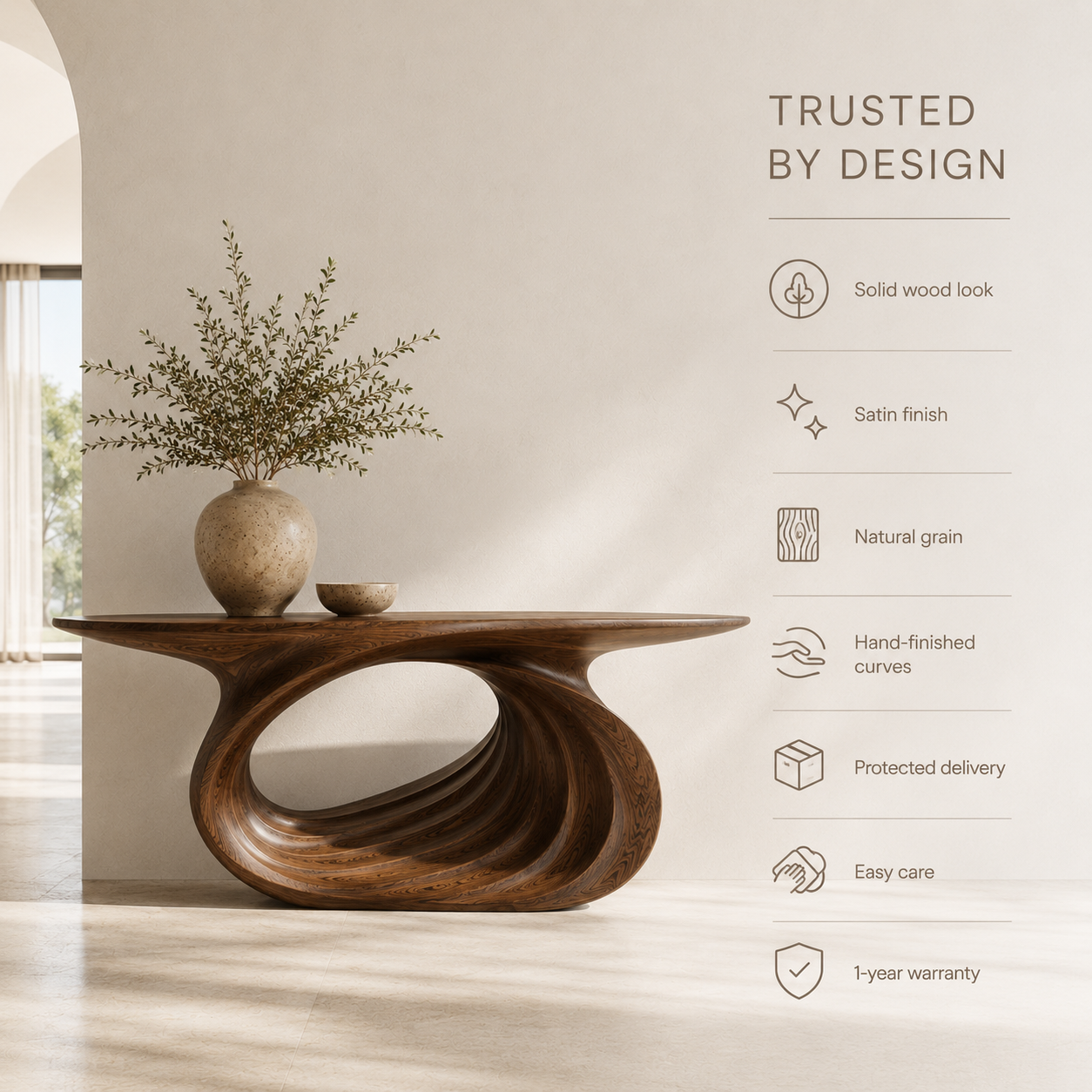 Celine Warm Modern Console Table - product image 09
