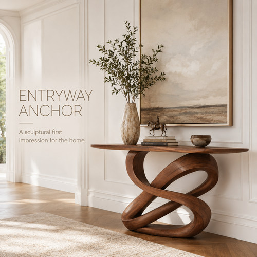 Alden Curved Wood Console Table - product image 02