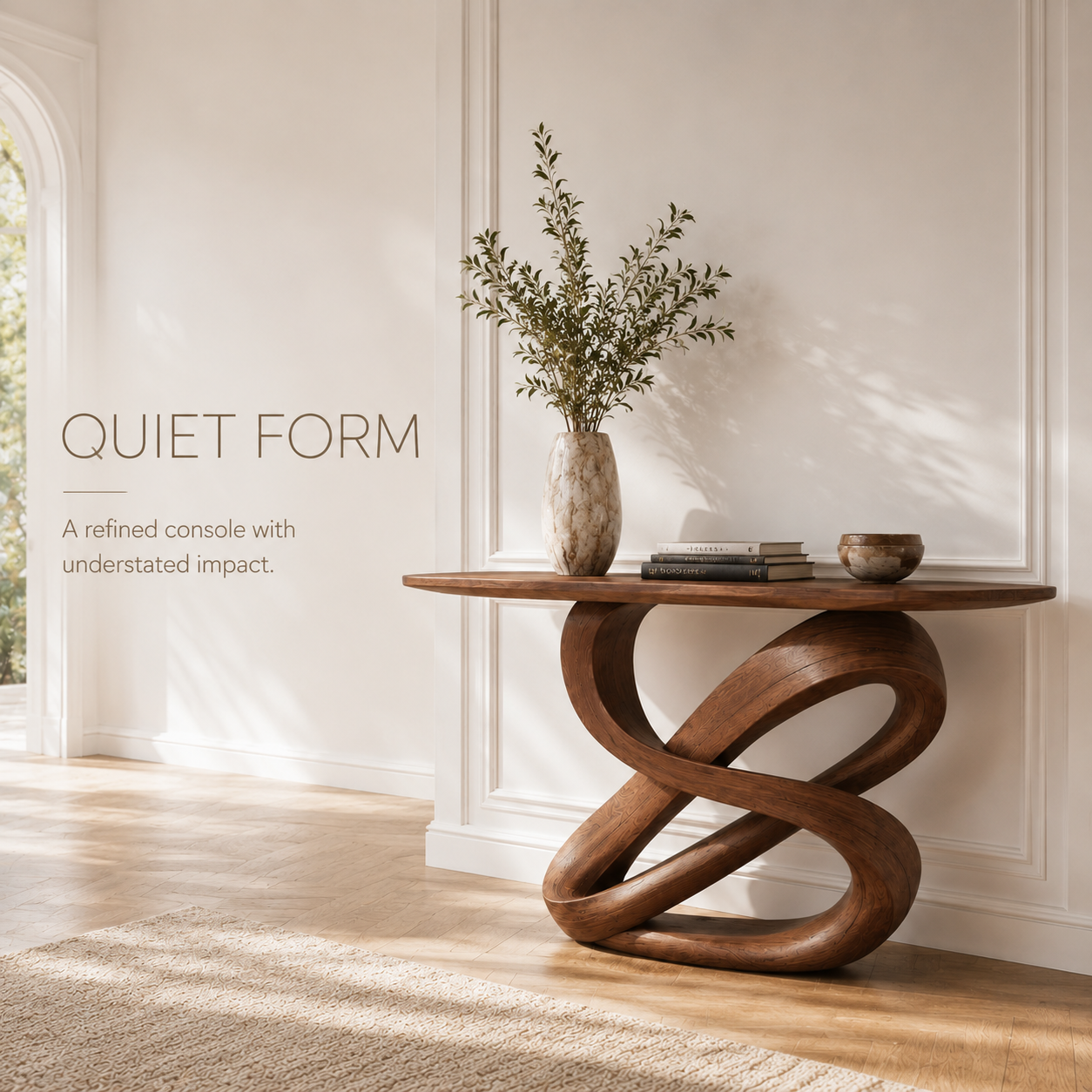 Alden Curved Wood Console Table - product image 03
