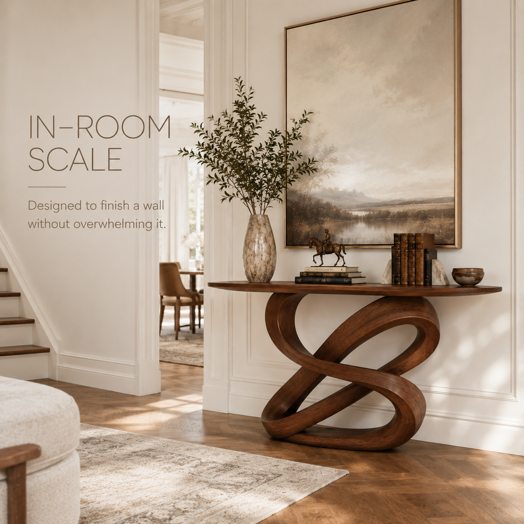 Alden Curved Wood Console Table - product image 04