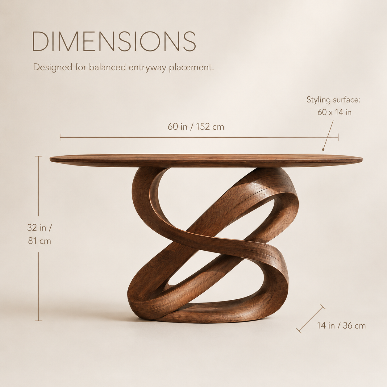 Alden Curved Wood Console Table - product image 08