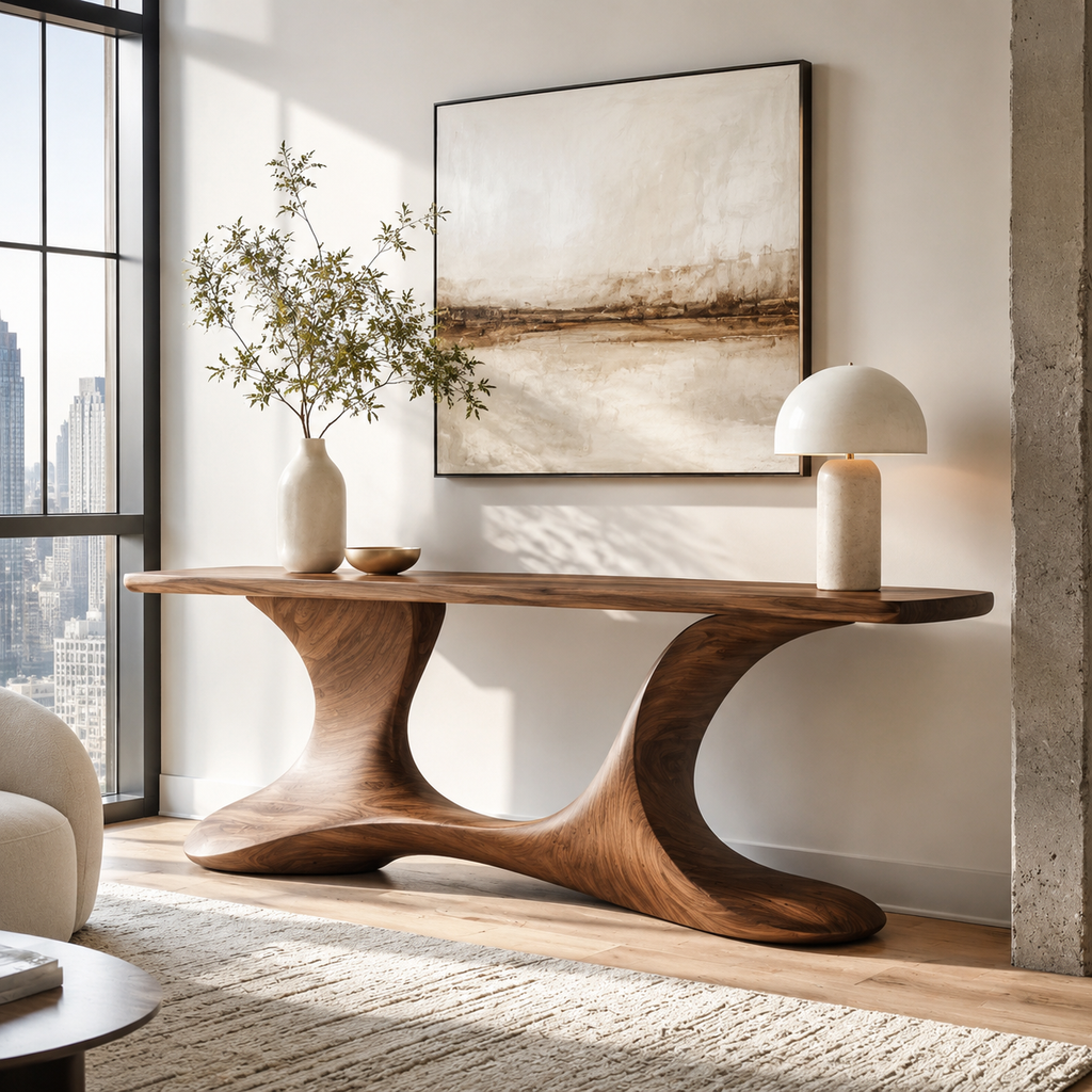 Soren Rounded Wood Console Table - main view
