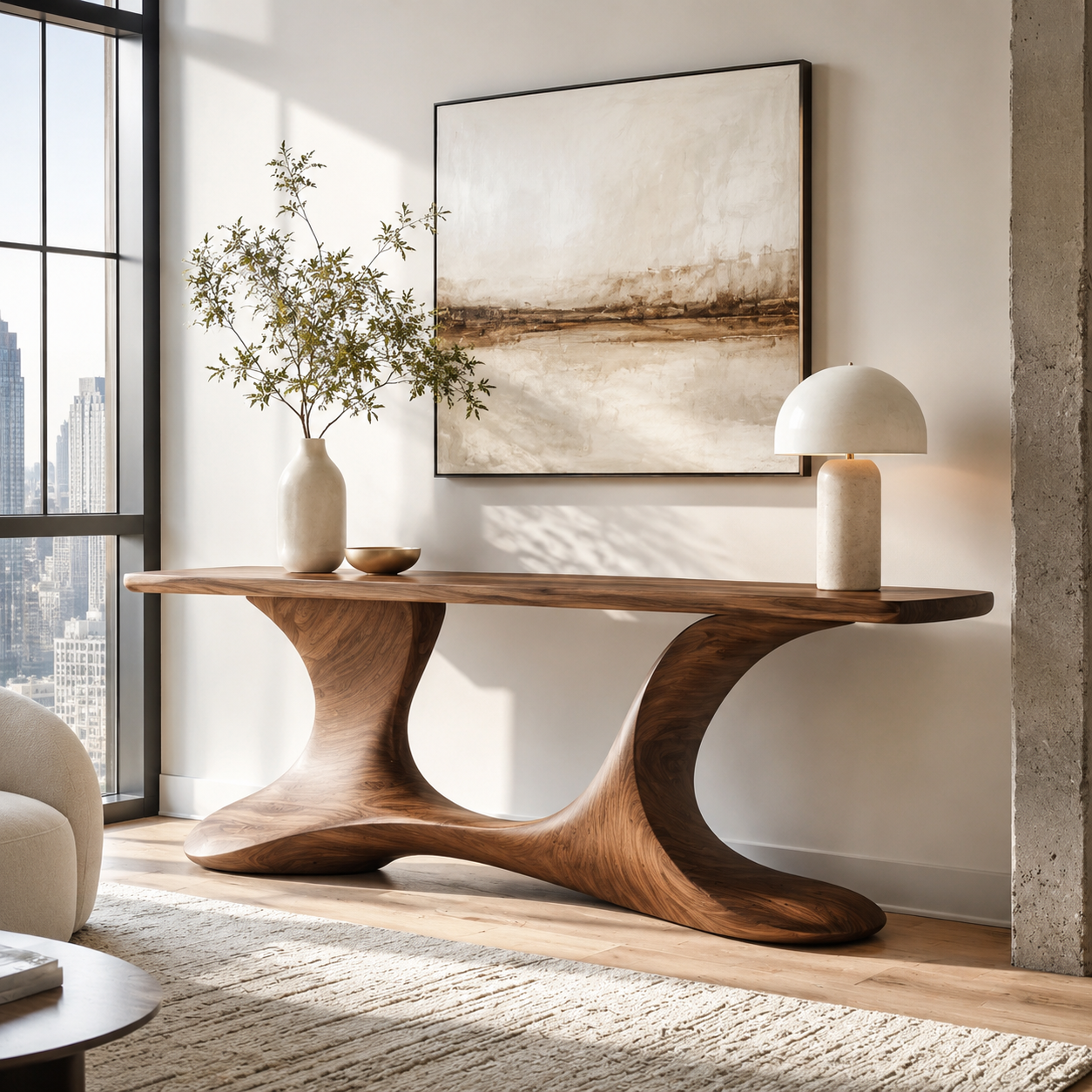 Soren Rounded Wood Console Table - main view