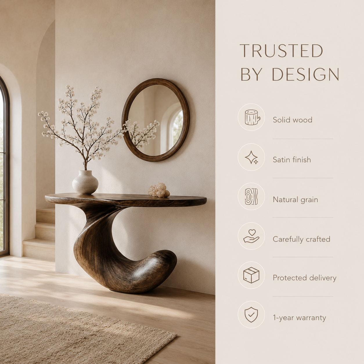 Brielle Sculpted Hall Console Table - product image 09