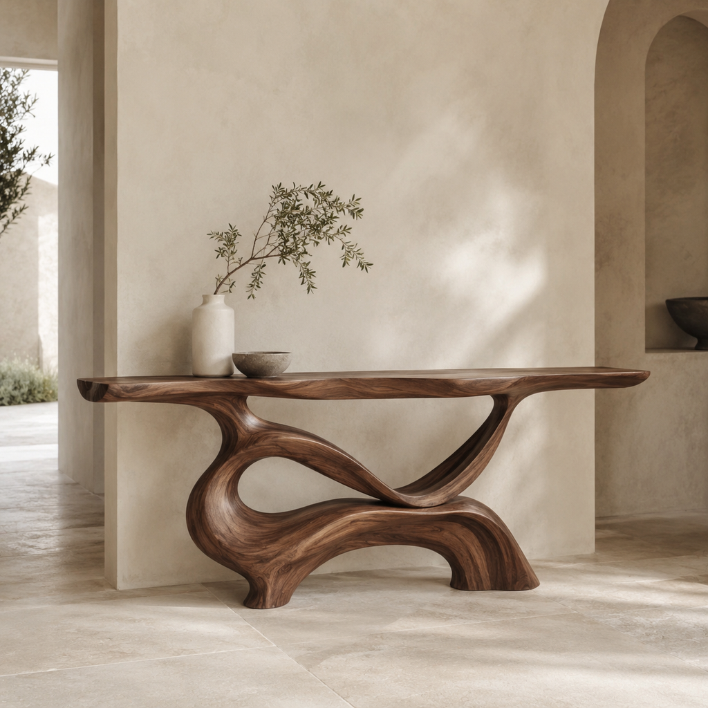 Soren Rounded Wood Console Table - main view