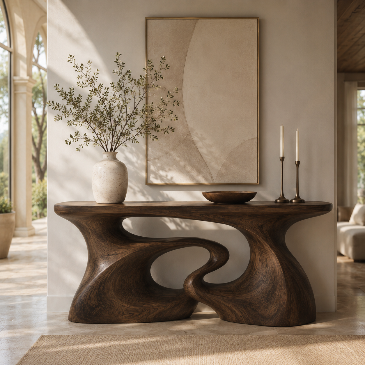 Celine Warm Modern Console Table - main view