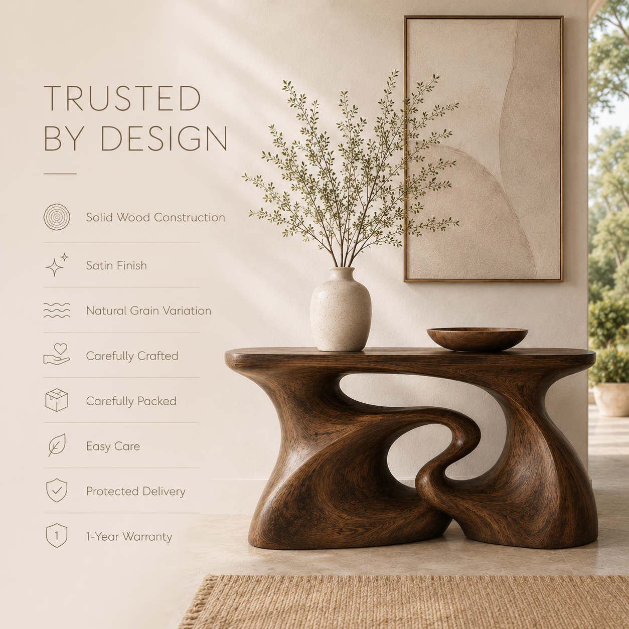 Celine Warm Modern Console Table - product image 09
