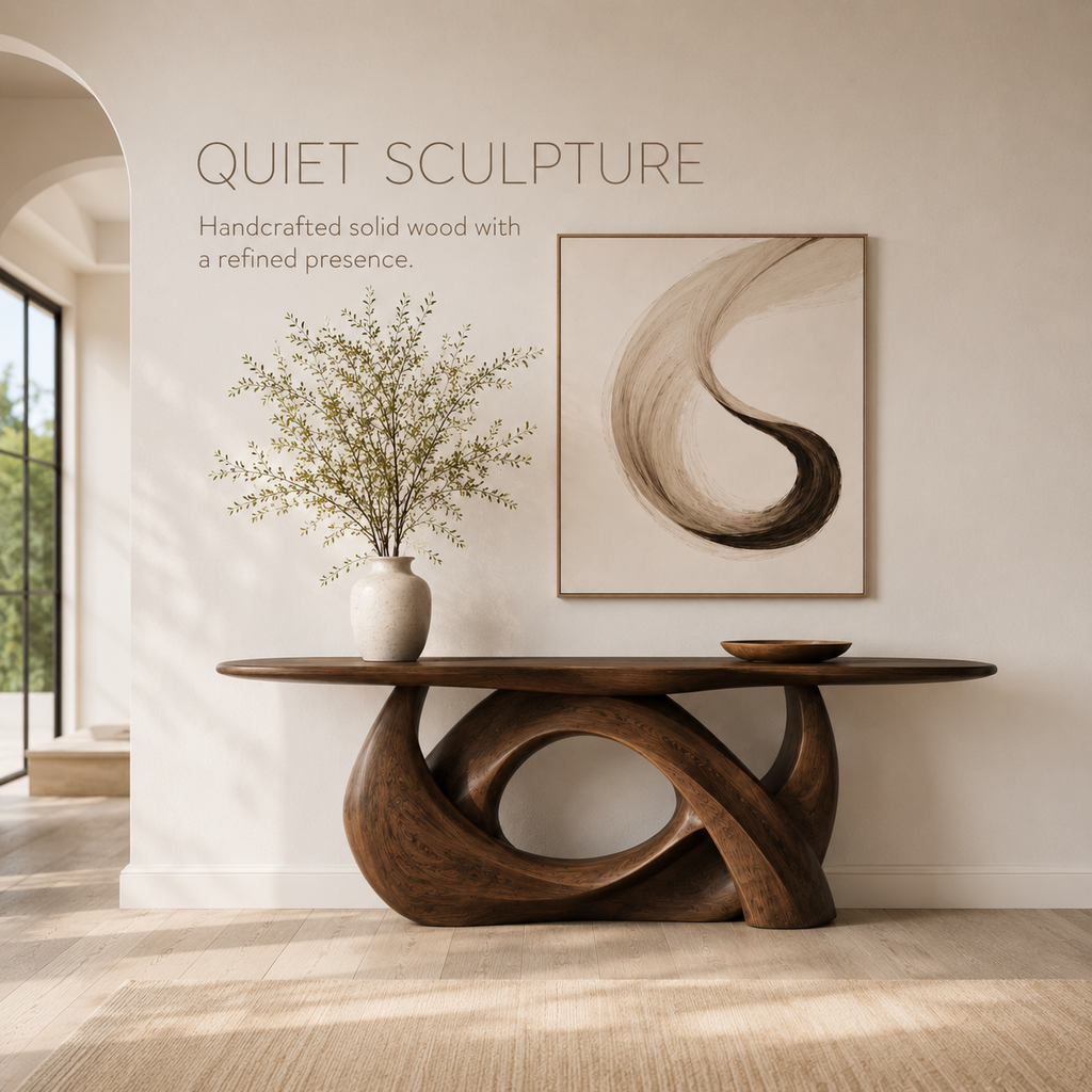 Alden Curved Wood Console Table - product image 02