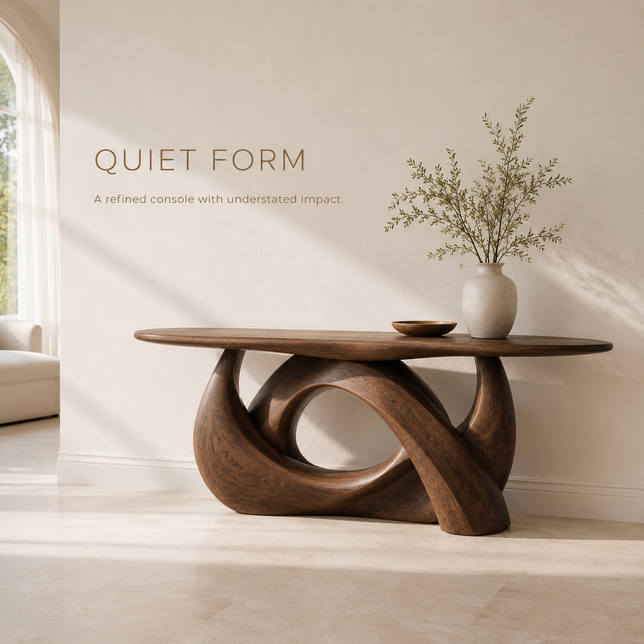 Alden Curved Wood Console Table - product image 03