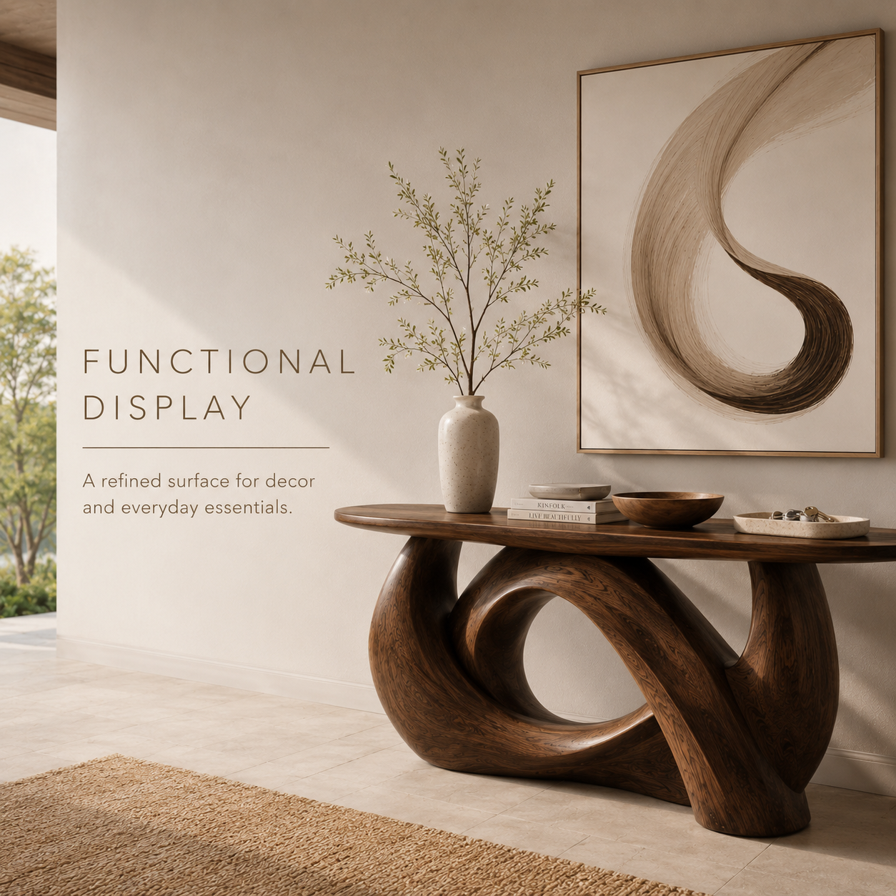 Alden Curved Wood Console Table - product image 07