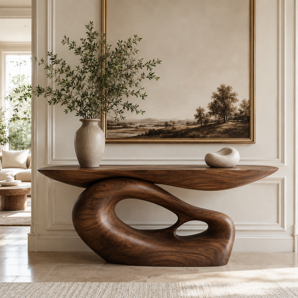 Soren Rounded Wood Console Table - main view