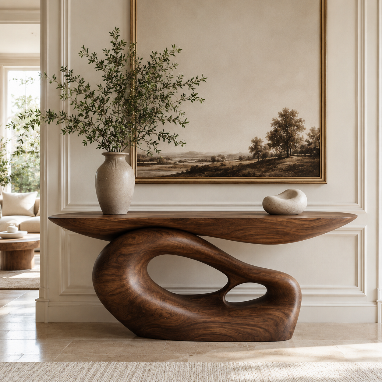 Soren Rounded Wood Console Table - main view