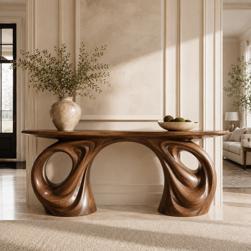Alden Curved Wood Console Table - main view