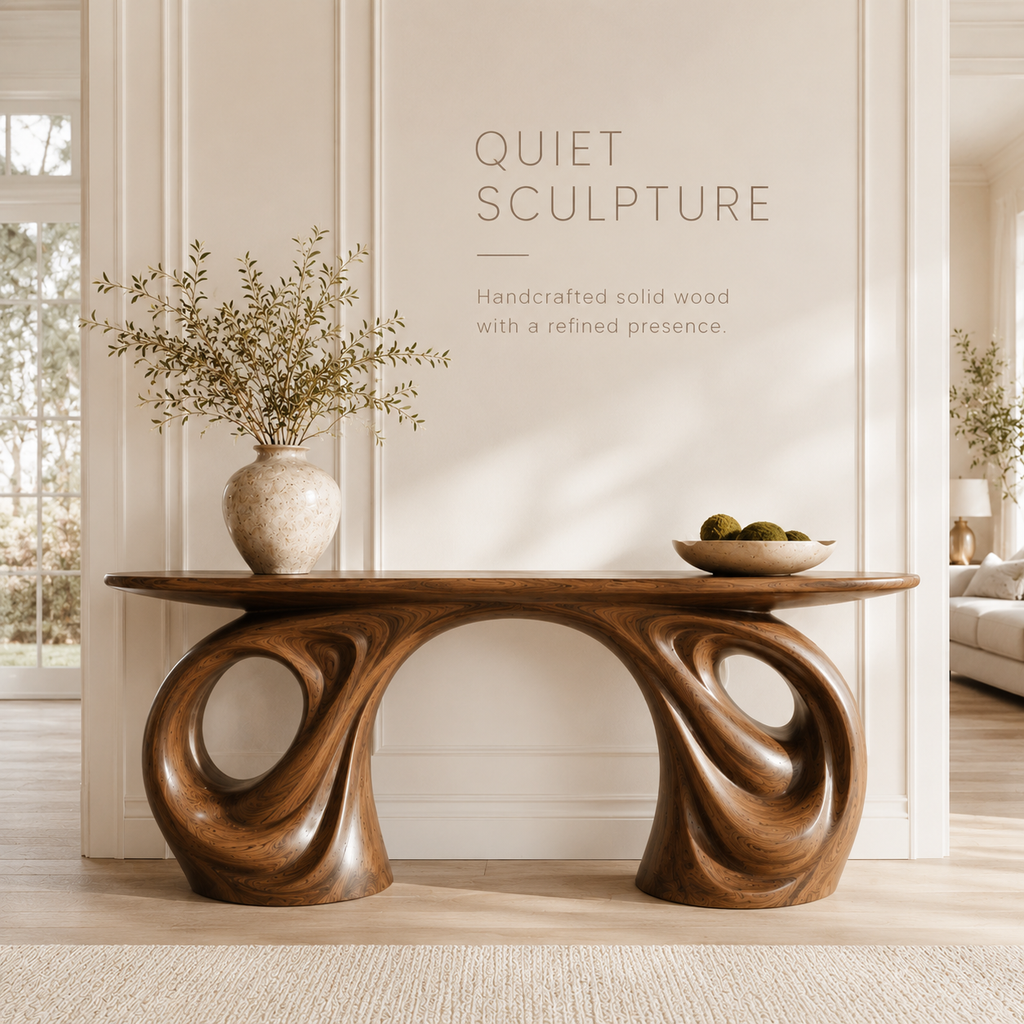 Alden Curved Wood Console Table - product image 02