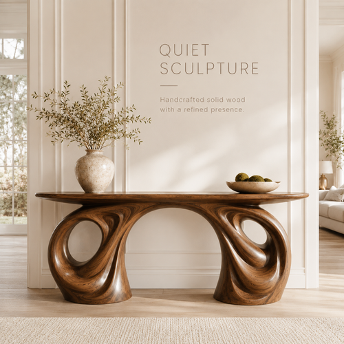 Alden Curved Wood Console Table - product image 02