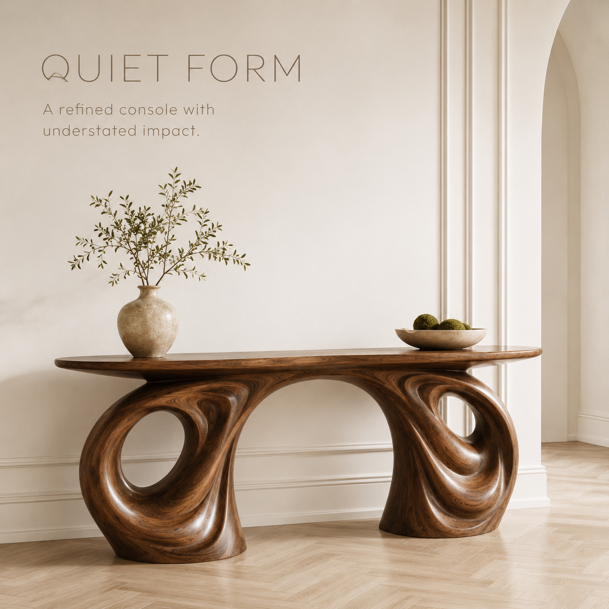 Alden Curved Wood Console Table - product image 03