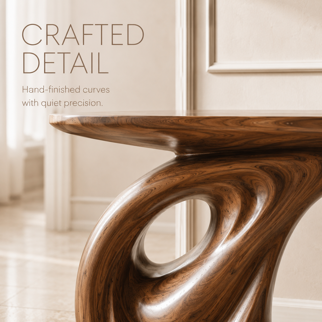Alden Curved Wood Console Table - product image 06