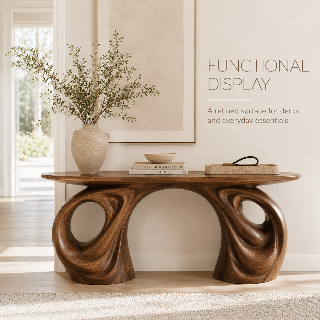 Alden Curved Wood Console Table - product image 07