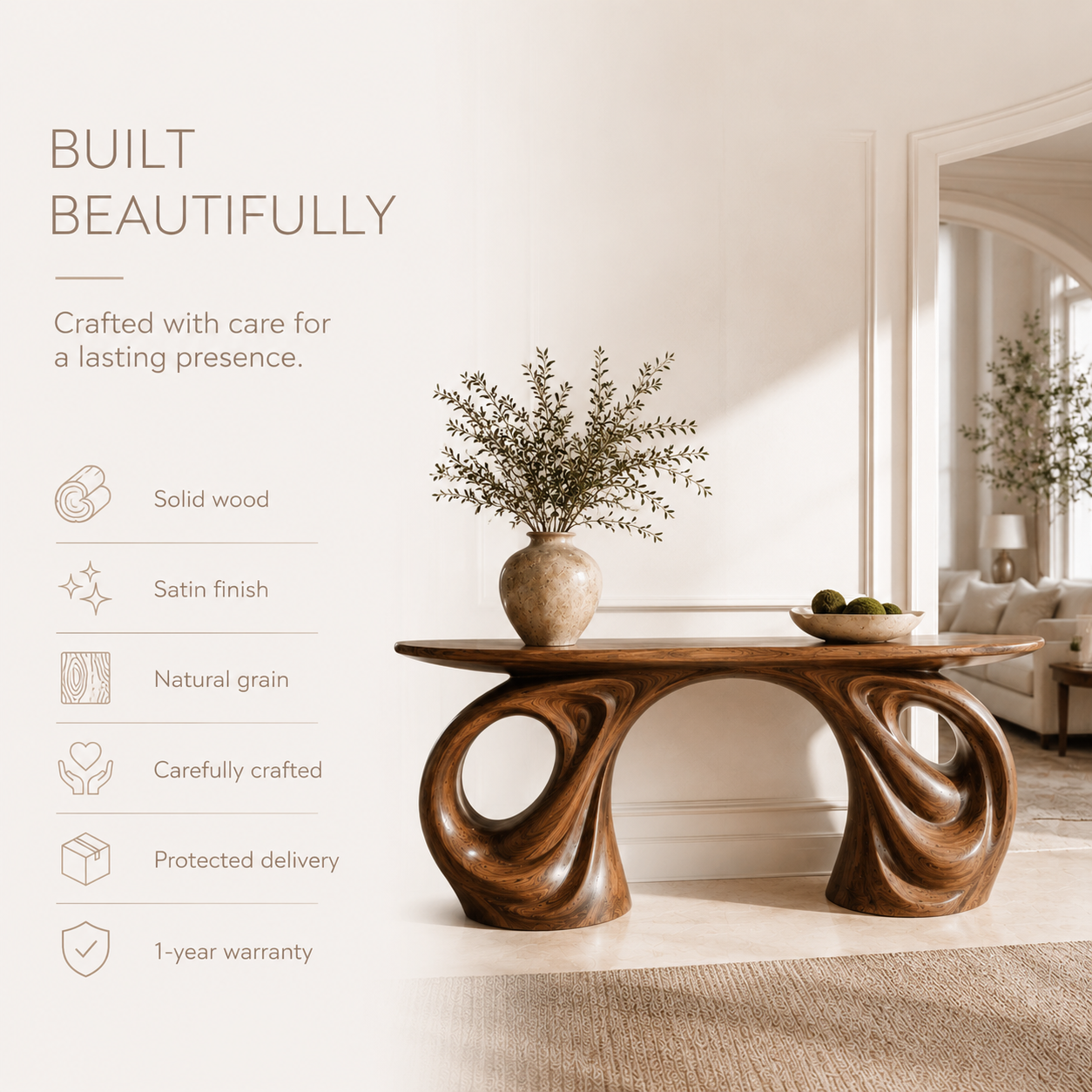 Alden Curved Wood Console Table - product image 10