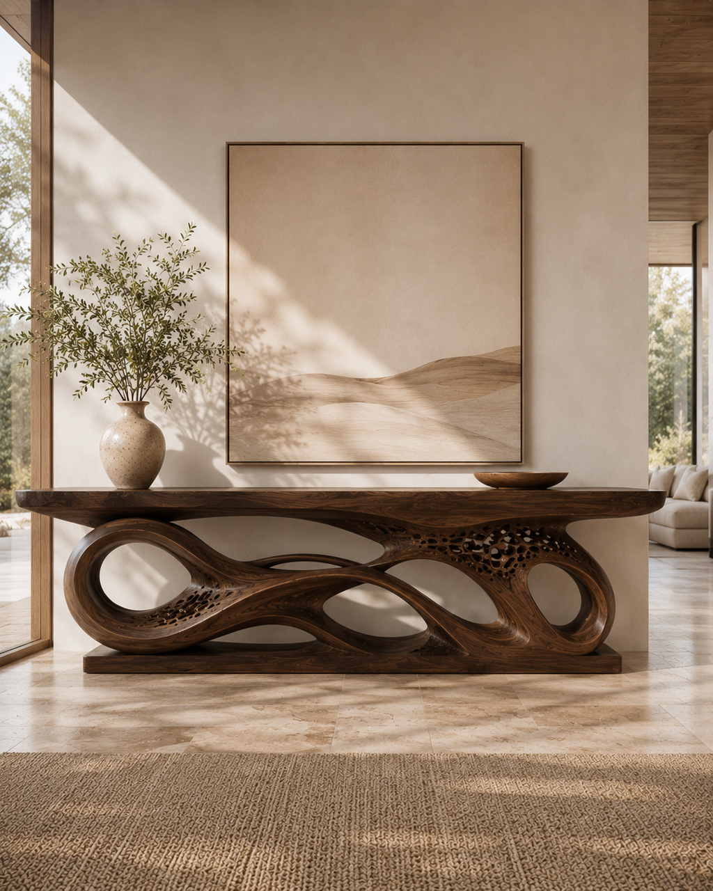 Liora Warm Walnut Console Table - main view