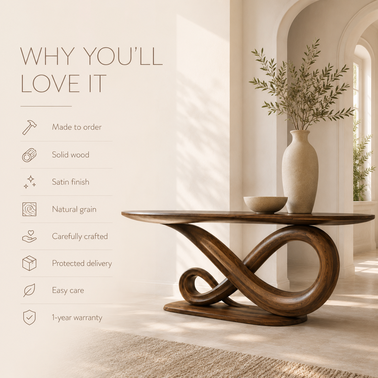 Brielle Sculpted Hall Console Table - product image 09