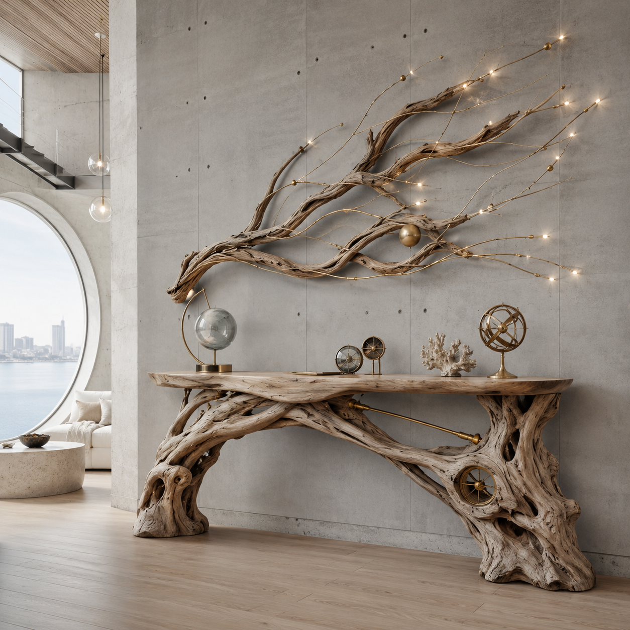Alden Curved Wood Console Table - Design 211 - main view