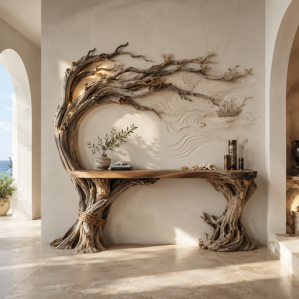 Soren Rounded Wood Console Table - Design 216 - main view