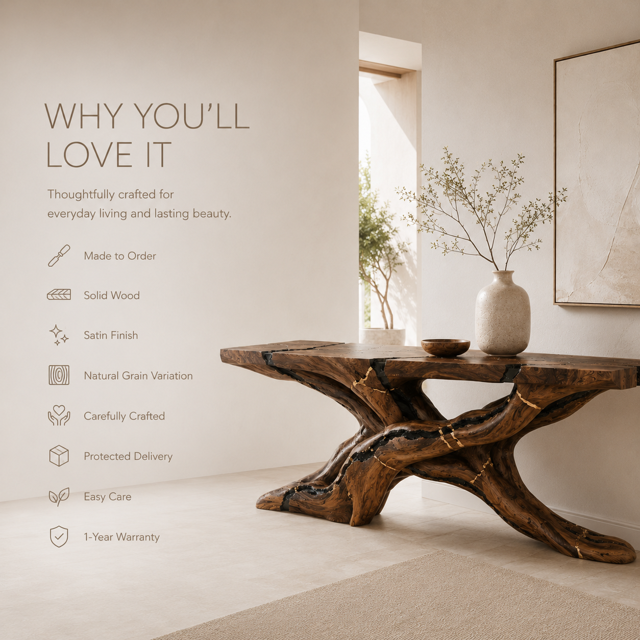Liora Warm Walnut Console Table - Design 240 - product image 09